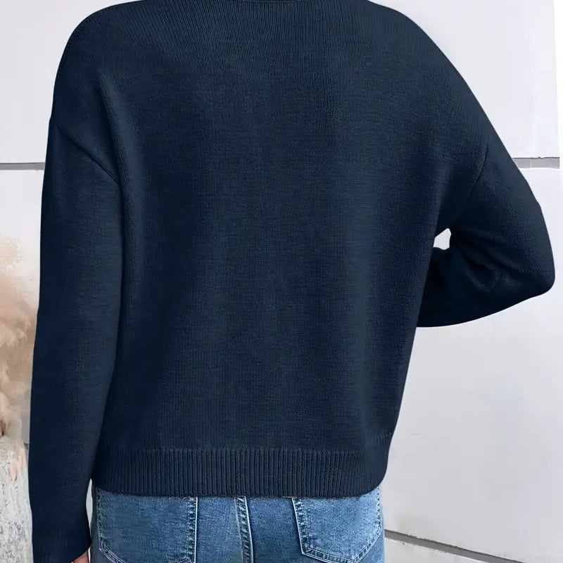 Eleganter Spitzen V-Ausschnitt Pullover – Bysuited.